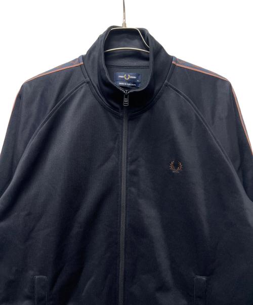 FRED PERRY（フレッドペリー）FRED PERRY (フレッドペリー) CONTRAST TAPE TRACK JACKET ネイビー×ブラウン サイズ:ＸＬの古着・服飾アイテム