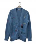 MAISON SPECIALメゾンスペシャル）の古着「Life Word Embroidery Knit Cardigan」｜スカイブルー