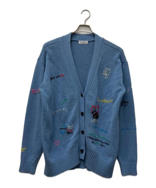 MAISON SPECIAL（メゾンスペシャル）MAISON SPECIAL (メゾンスペシャル) Life Word Embroidery Knit Cardigan スカイブルー サイズ:FREEの古着・服飾アイテム
