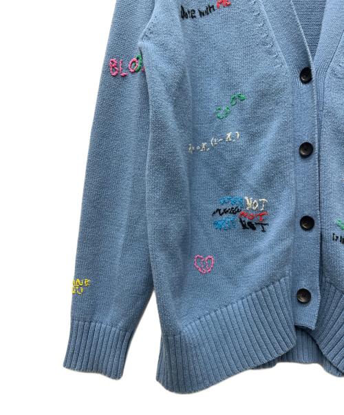 MAISON SPECIAL（メゾンスペシャル）MAISON SPECIAL (メゾンスペシャル) Life Word Embroidery Knit Cardigan スカイブルー サイズ:FREEの古着・服飾アイテム