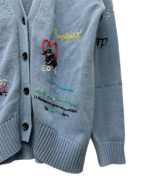 MAISON SPECIAL（メゾンスペシャル）MAISON SPECIAL (メゾンスペシャル) Life Word Embroidery Knit Cardigan スカイブルー サイズ:FREEの古着・服飾アイテム