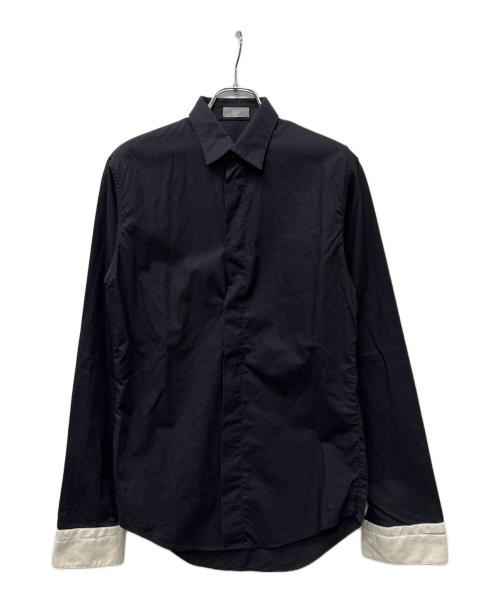 DIOR HOMME（ディオール オム）DIOR HOMME (ディオール オム) フライフロントバイカラーシャツ ブラック×ホワイト サイズ:不明の古着・服飾アイテム