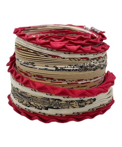 HERMES（エルメス）HERMES (エルメス) プリーツスカーフ レッド×アイボリーの古着・服飾アイテム