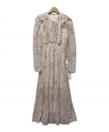 Snidel（スナイデル）の古着「長袖ワンピース」｜ベージュ×ピンク