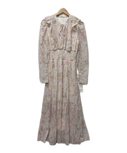 Snidel（スナイデル）Snidel (スナイデル) 長袖ワンピース ベージュ×ピンク サイズ:１の古着・服飾アイテム