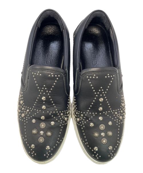 JIMMY CHOO（ジミーチュウ）JIMMY CHOO (ジミーチュウ) レザースリッポン ブラック×ホワイト サイズ:SIZE 40の古着・服飾アイテム