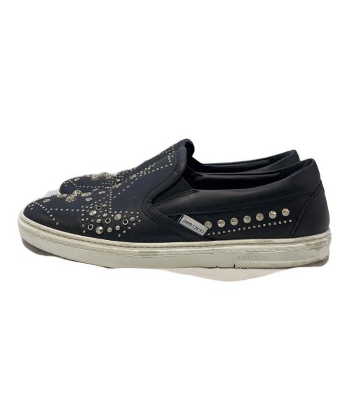 JIMMY CHOO（ジミーチュウ）JIMMY CHOO (ジミーチュウ) レザースリッポン ブラック×ホワイト サイズ:SIZE 40の古着・服飾アイテム