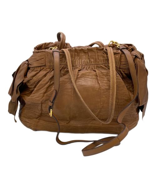 PRADA（プラダ）PRADA (プラダ) サイドリボン2WAYバッグ ブラウンの古着・服飾アイテム