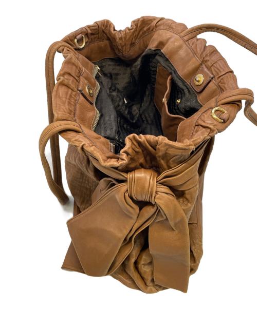 PRADA（プラダ）PRADA (プラダ) サイドリボン2WAYバッグ ブラウンの古着・服飾アイテム