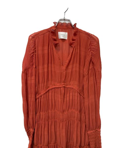 Ameri（アメリ）Ameri (アメリ) SHIRRING PLEATS DRESS レッド サイズ:Mの古着・服飾アイテム