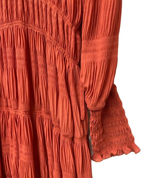 Ameri（アメリ）Ameri (アメリ) SHIRRING PLEATS DRESS レッド サイズ:Mの古着・服飾アイテム