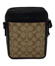 COACH（コーチ）の古着「サリバン クロスボディ ブロックド シグネチャー キャンバス」｜ベージュ×ブラック