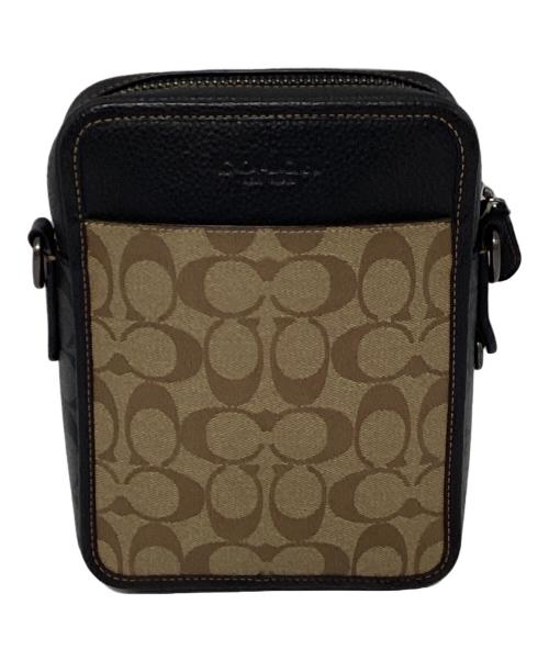 COACH（コーチ）COACH (コーチ) サリバン クロスボディ ブロックド シグネチャー キャンバス ベージュ×ブラックの古着・服飾アイテム