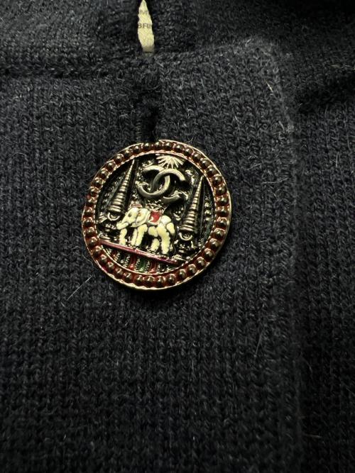 CHANEL（シャネル）CHANEL (シャネル) パリボンベイニットジャケット ネイビー サイズ:３６の古着・服飾アイテム