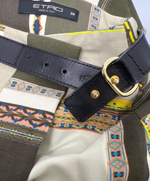 ETRO（エトロ）ETRO (エトロ) ミディスカート ベージュ×カーキ サイズ:３６の古着・服飾アイテム
