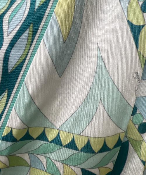 Emilio Pucci（エミリオ プッチ）Emilio Pucci (エミリオ プッチ) ノースリーブ・キャミソールワンピース ブルー×ホワイト サイズ:３４の古着・服飾アイテム