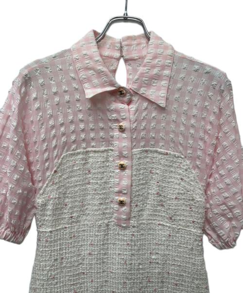 CHANEL（シャネル）CHANEL (シャネル) 半袖ワンピース ピンク×ホワイト サイズ:３６の古着・服飾アイテム