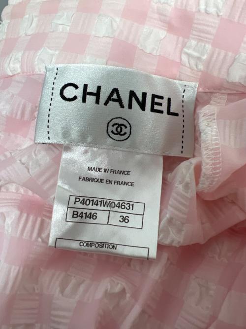 CHANEL（シャネル）CHANEL (シャネル) 半袖ワンピース ピンク×ホワイト サイズ:３６の古着・服飾アイテム