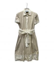 PRADA（プラダ）の古着「半袖ワンピース」｜ベージュ×アイボリー