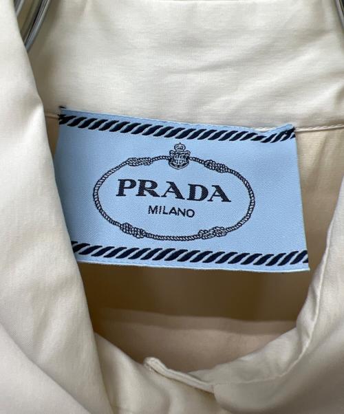 PRADA（プラダ）PRADA (プラダ) 半袖ワンピース ベージュ×アイボリー サイズ:３８の古着・服飾アイテム