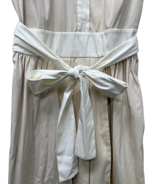 PRADA（プラダ）PRADA (プラダ) 半袖ワンピース ベージュ×アイボリー サイズ:３８の古着・服飾アイテム