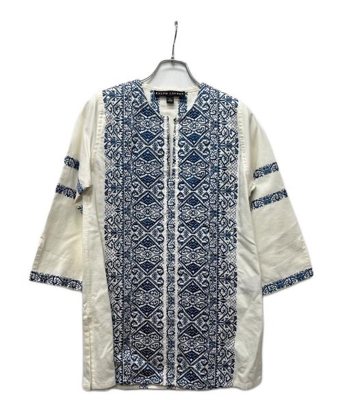 RALPH LAUREN（ラルフローレン）RALPH LAUREN (ラルフローレン) チュニック ホワイト×ブルー サイズ:０の古着・服飾アイテム