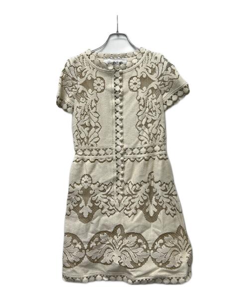 VALENTINO（ヴァレンティノ）VALENTINO (ヴァレンティノ) 半袖ワンピース ベージュ サイズ:４０の古着・服飾アイテム