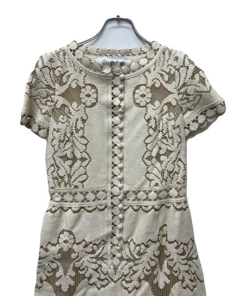 VALENTINO（ヴァレンティノ）VALENTINO (ヴァレンティノ) 半袖ワンピース ベージュ サイズ:４０の古着・服飾アイテム