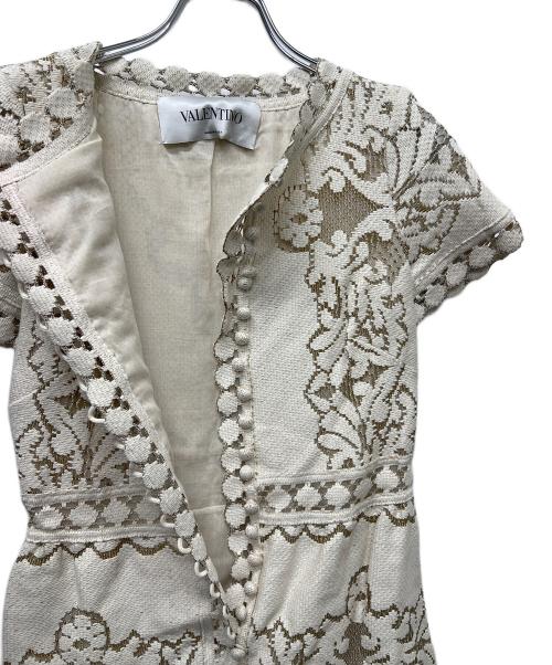 VALENTINO（ヴァレンティノ）VALENTINO (ヴァレンティノ) 半袖ワンピース ベージュ サイズ:４０の古着・服飾アイテム