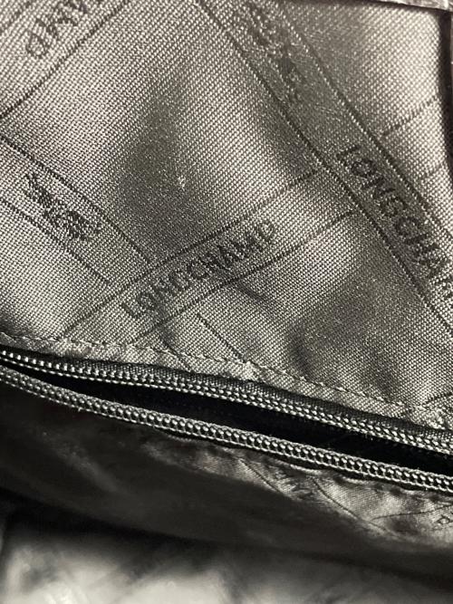 LONGCHAMP（ロンシャン）LONGCHAMP (ロンシャン) クロコ型押しレザーハンドバッグ ブラックの古着・服飾アイテム