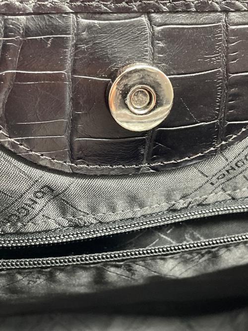 LONGCHAMP（ロンシャン）LONGCHAMP (ロンシャン) クロコ型押しレザーハンドバッグ ブラックの古着・服飾アイテム