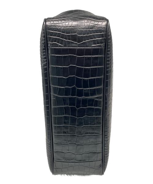 LONGCHAMP（ロンシャン）LONGCHAMP (ロンシャン) クロコ型押しレザーハンドバッグ ブラックの古着・服飾アイテム