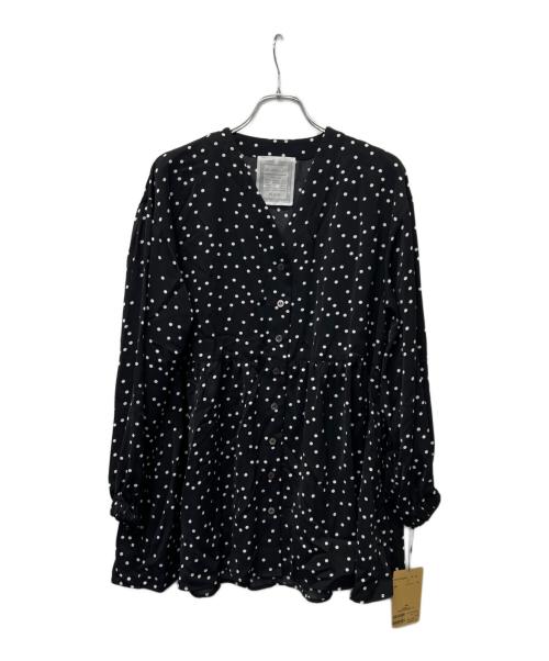 BEARDSLEY（ビアズリー）BEARDSLEY (ビアズリー) 長袖ブラウス ブラック×ホワイト サイズ:FREEの古着・服飾アイテム