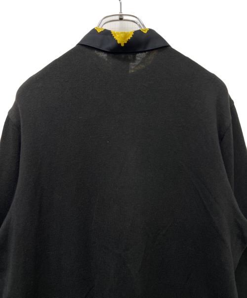 HERMES（エルメス）HERMES (エルメス) 切替ニットプルオーバーシャツ ネイビー×イエロー サイズ:Mの古着・服飾アイテム