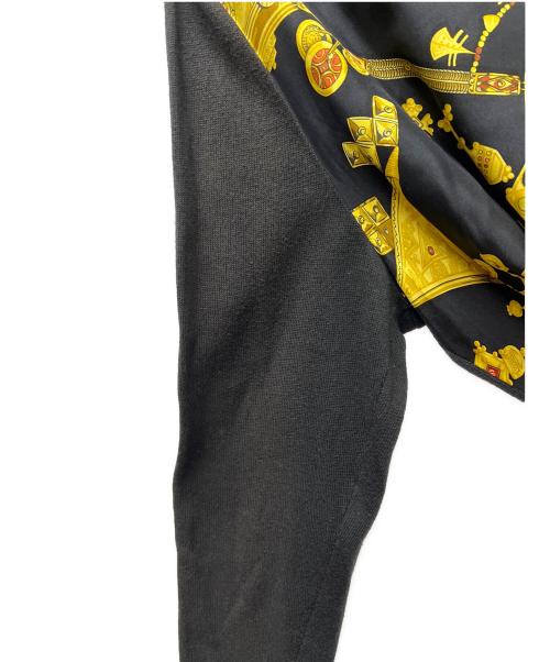 HERMES（エルメス）HERMES (エルメス) 切替ニットプルオーバーシャツ ネイビー×イエロー サイズ:Mの古着・服飾アイテム