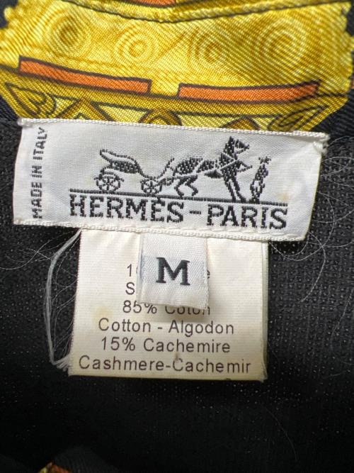 HERMES（エルメス）HERMES (エルメス) 切替ニットプルオーバーシャツ ネイビー×イエロー サイズ:Mの古着・服飾アイテム