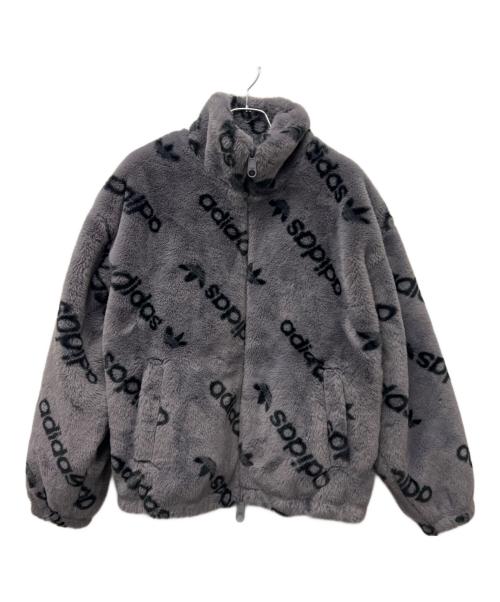 adidas（アディダス）adidas (アディダス) トーナル総柄プリント ファージャケット グレー サイズ:Ｓの古着・服飾アイテム