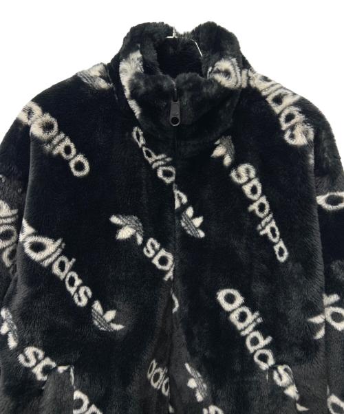adidas（アディダス）adidas (アディダス) トーナル総柄プリント ファージャケット ブラック サイズ:Mの古着・服飾アイテム