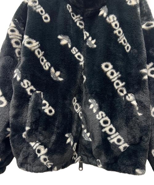 adidas（アディダス）adidas (アディダス) トーナル総柄プリント ファージャケット ブラック サイズ:Mの古着・服飾アイテム