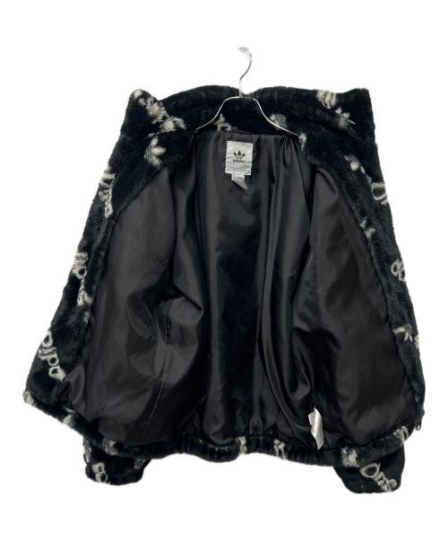 adidas（アディダス）adidas (アディダス) トーナル総柄プリント ファージャケット ブラック サイズ:Mの古着・服飾アイテム