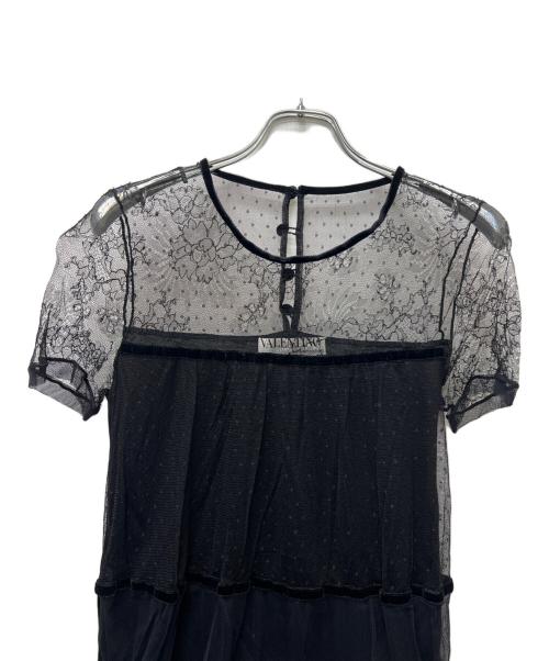 VALENTINO（ヴァレンティノ）VALENTINO (ヴァレンティノ) 半袖レースカットソー ブラック サイズ:３８の古着・服飾アイテム