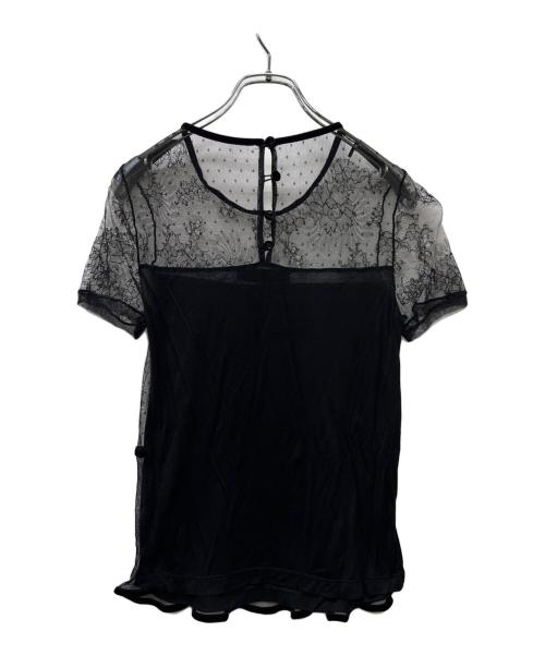 VALENTINO（ヴァレンティノ）VALENTINO (ヴァレンティノ) 半袖レースカットソー ブラック サイズ:３８の古着・服飾アイテム