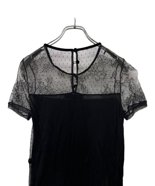 VALENTINO（ヴァレンティノ）VALENTINO (ヴァレンティノ) 半袖レースカットソー ブラック サイズ:３８の古着・服飾アイテム