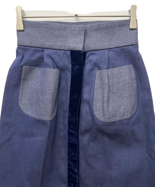 MIU MIU（ミュウミュウ）MIU MIU (ミュウミュウ) ミディスカート ブルー サイズ:３６の古着・服飾アイテム