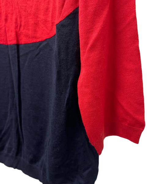 PRADA（プラダ）PRADA (プラダ) 薄手ニット レッド×ネイビー サイズ:３６の古着・服飾アイテム