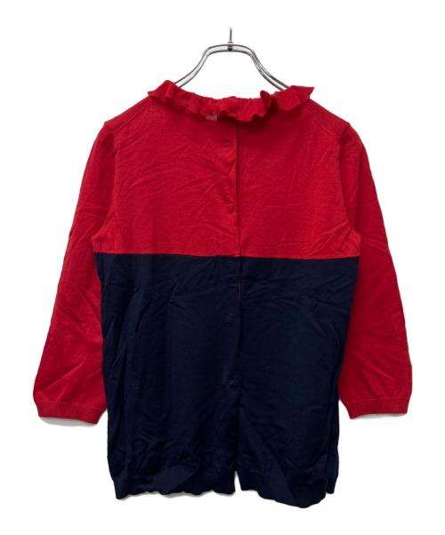 PRADA（プラダ）PRADA (プラダ) 薄手ニット レッド×ネイビー サイズ:３６の古着・服飾アイテム