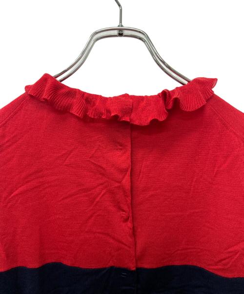 PRADA（プラダ）PRADA (プラダ) 薄手ニット レッド×ネイビー サイズ:３６の古着・服飾アイテム