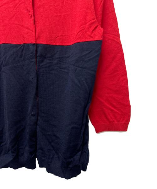 PRADA（プラダ）PRADA (プラダ) 薄手ニット レッド×ネイビー サイズ:３６の古着・服飾アイテム