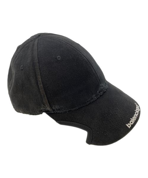 BALENCIAGA（バレンシアガ）BALENCIAGA (バレンシアガ) カットアウトベースボールキャップ ブラックの古着・服飾アイテム