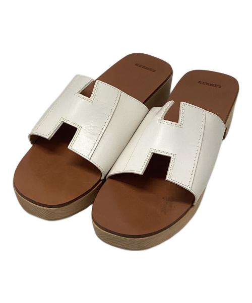 HERMES（エルメス）HERMES (エルメス) サンダル ホワイト×ブラウン サイズ:SIZE 36の古着・服飾アイテム